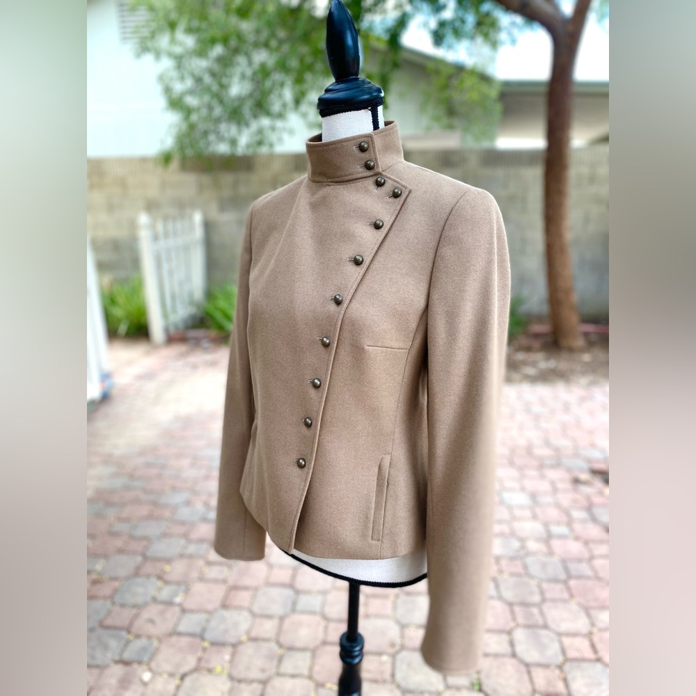 Akris Punto camel color wool angora military style jacket- Small/6 - Picture 3 of 9